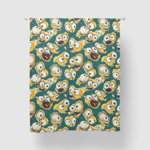 Crazy Yellow Monster Teal Halloween Blackout Curtains