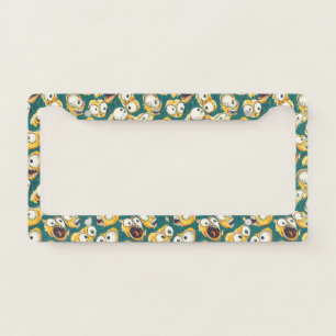 Crazy Yellow Monster Teal Halloween License Plate Frame