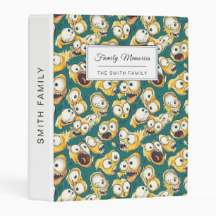 Crazy Yellow Monster Teal Halloween Mini Binder