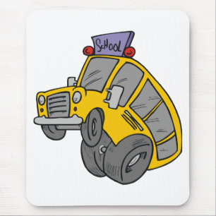 Crazy Yellow School Bus Mouse Pad