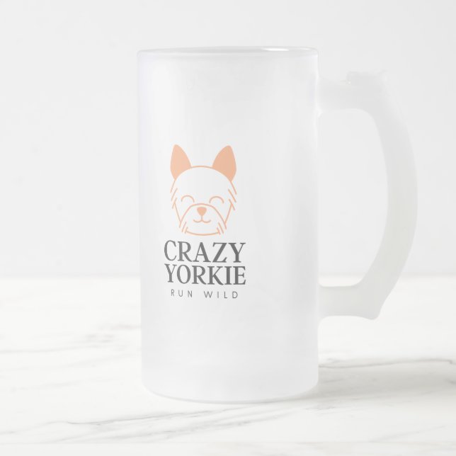 Crazy Yorkie Custom Frosted Beer Mug (Right)