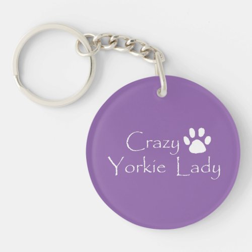 Crazy Yorkie Lady Keychain