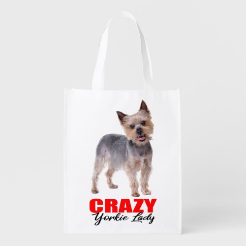 Crazy Yorkie Lady Puppy Dog Mom Yorkshire Terrier Grocery Bag