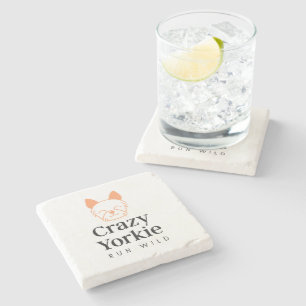 Crazy Yorkie Premium Marble Coaster