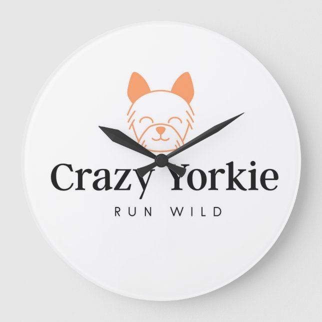 Crazy Yorkie Time Wall Clock (Front)