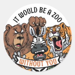 Crazy zoo animals employee candy award sticker
