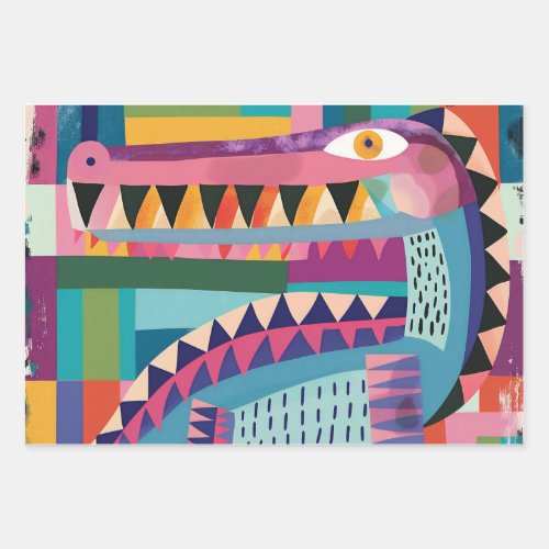 Crazy Zoo _ Papel de regalo colorido y abstracto Wrapping Paper Sheets