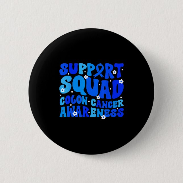 Crc colon cancer awareness support squad blue button (Front)