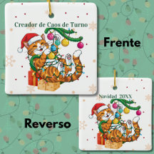 Creador de Caos de Turno Gato Gracioso Navidad