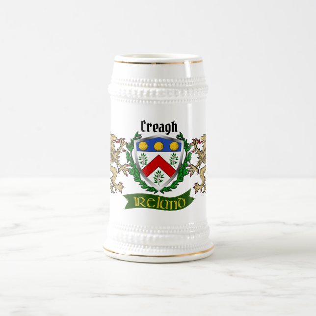 Creagh Irish Shield Personalized Beer Stein (Center)