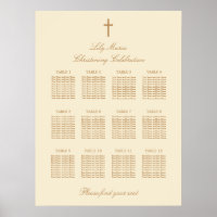 Cream 12 Table Christening Seating Chart Poster