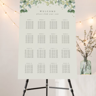 Cream 16 Tables of 8 Wedding Seating Chart Foam Board