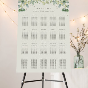 Cream 20 Tables of 10 Winter Wedding Seating Chart Foam Board