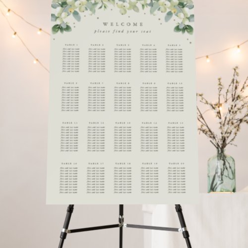 Cream 20 Tables of 10 Winter Wedding Seating Chart Foam Board