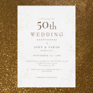 Cream 50th Wedding Anniversary Gold Foil Invitation