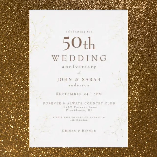 Cream 50th Wedding Anniversary Gold Foil Invitation (Creator Uploaded)