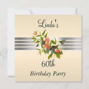 Cream 60th Birthday Party Invitation
