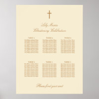 Cream 6 Table Christening Seating Chart Poster