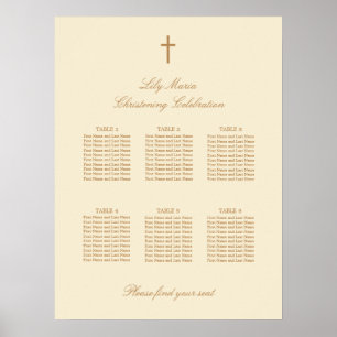 Cream 6 Table Christening Seating Chart Poster