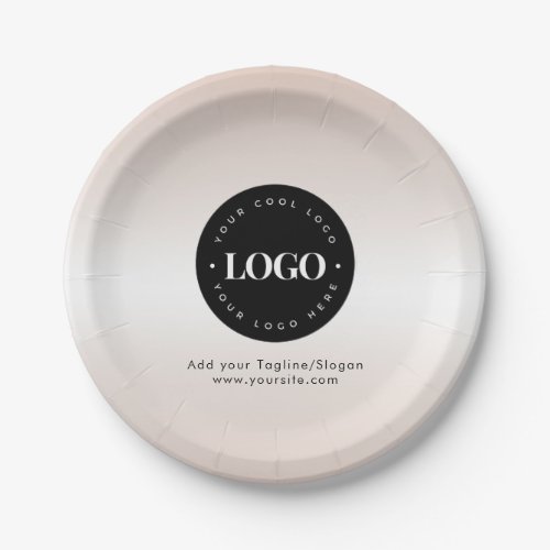 Cream Add Custom Business Company Logo Text Party Paper Plates