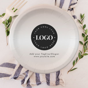 Cream Add Custom Business Company Logo Text Party Paper Plates