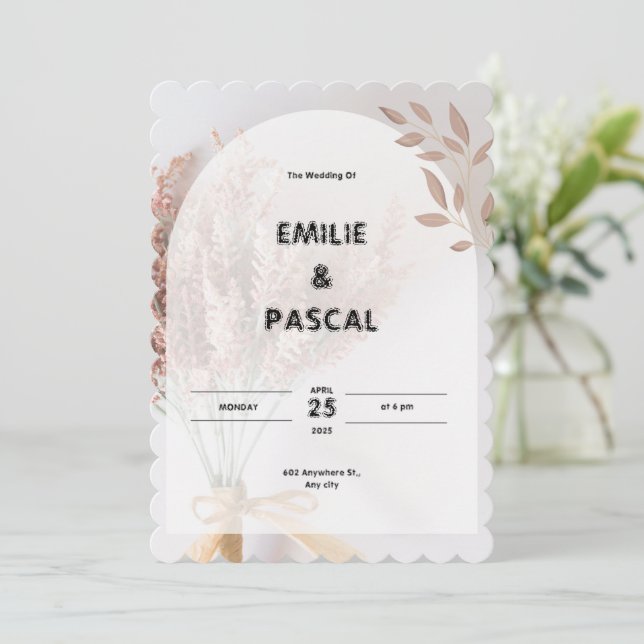 Cream Aesthetic Wedding Invitation (Standing Front)
