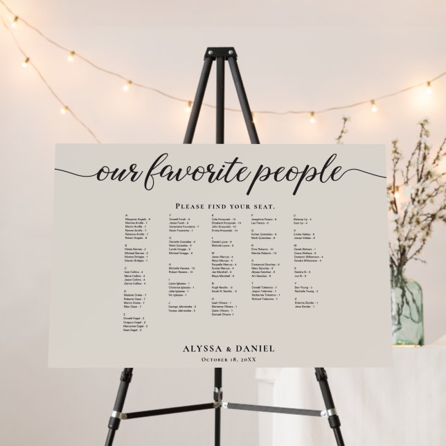 Cream Alphabetical Our Favorite People Wedding Foam Board (In Situ (Stand))