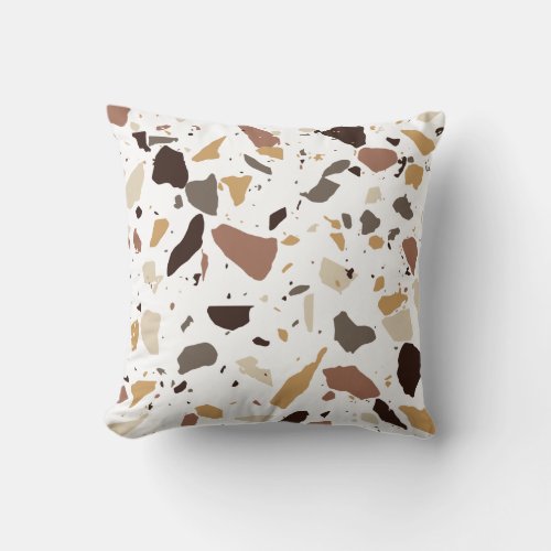 Cream and Beige Terrazzo Throw Pillow