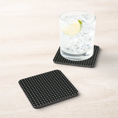 Cream and Black Minimalist Polka Dots g1 Beverage Coaster