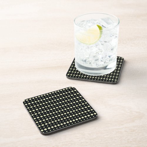 Cream and Black Minimalist Polka Dots g9 Beverage Coaster