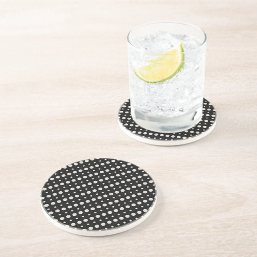 Cream and Black Minimalist Polka Dots g9 Coaster