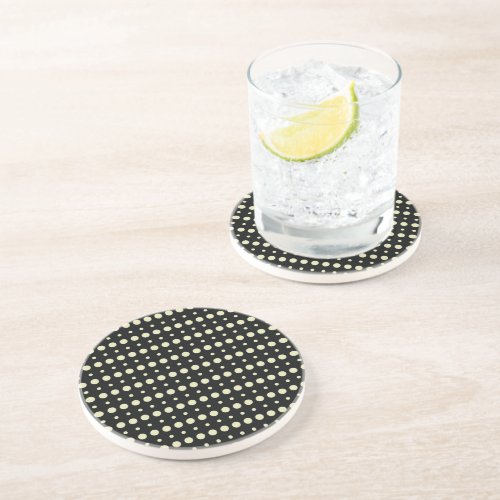 Cream and Black Minimalist Polka Dots g9 Coaster