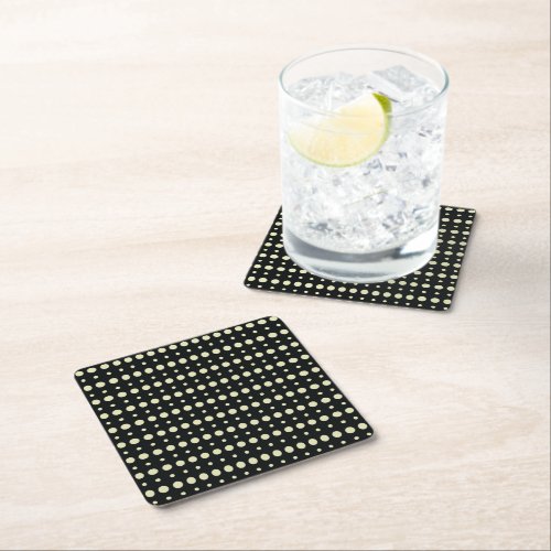 Cream and Black Minimalist Polka Dots g9 Square Paper Coaster