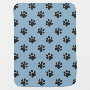 Cream and black paw print throw blanket