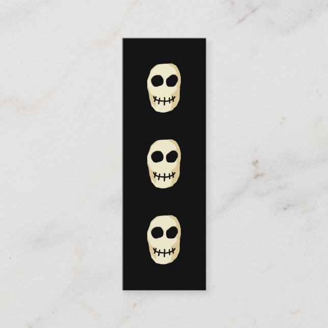 Cream and Black Skull. Primitive Style. Mini Business Card (Front)