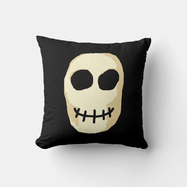 Cream and Black Skull. Throw Pillow (Front)