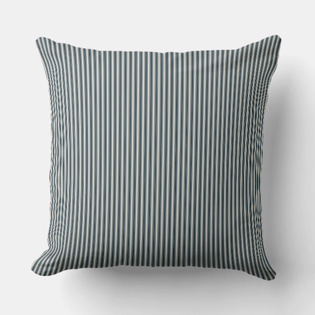 Cream and Black Ticking Stripe  Throw Pillow (Front)