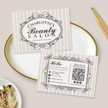 Cream and Black Vintage Bow Frame Beauty Salon 