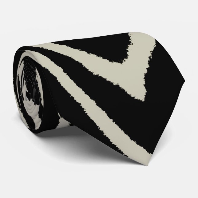 Cream And Black Zebra Stripes, Neck Tie (Rolled)