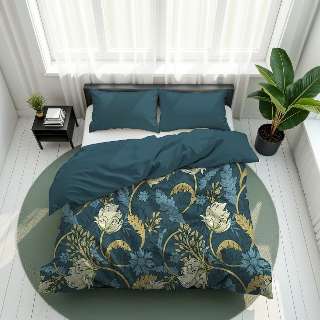 Cream and Blue Floral Art Nouveau  Duvet Cover (Creator Uploaded)