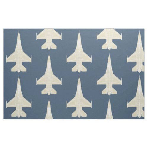Cream and Blue Large Scale F_16 Top View Fabric