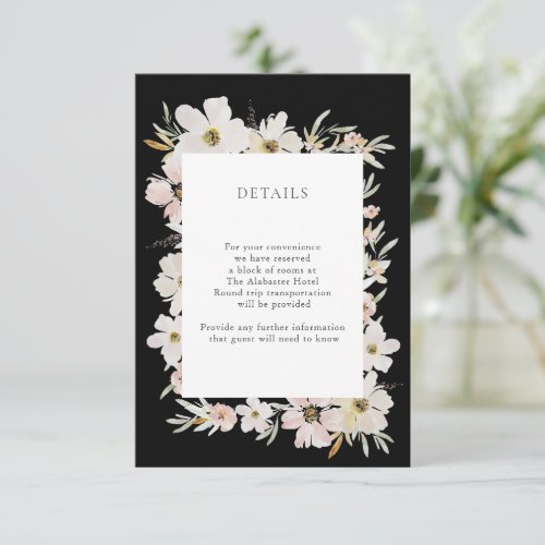 Cream and Blush Watercolor Flowers Details Peach Enclosure Card