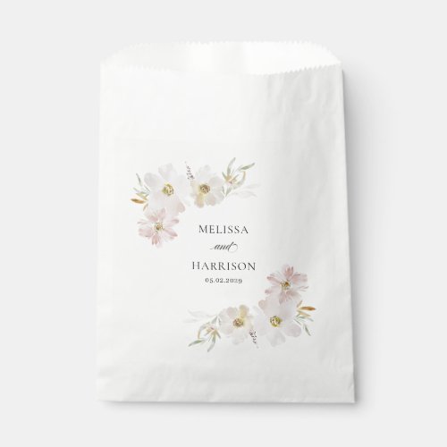 Cream and Blush Watercolor Flowers  Favor Bag