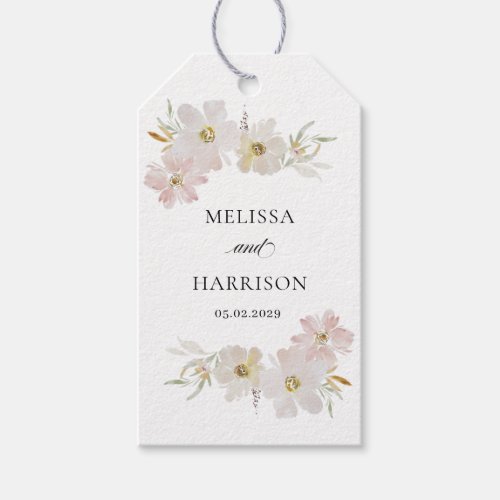 Cream and Blush Watercolor Flowers  Gift Tags