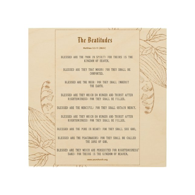 Cream and Bronze Beatitudes Inspiration Wood Wall Art (Front)