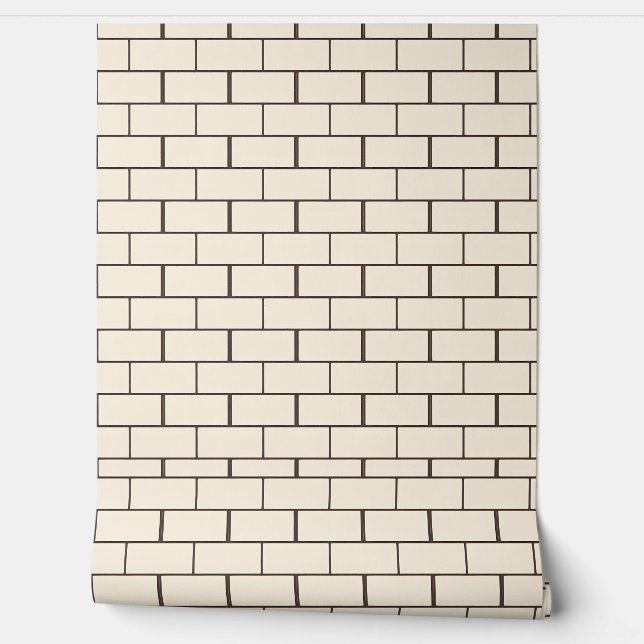 Cream and Brown Brick Pattern Design Wallpaper (Unrolling)