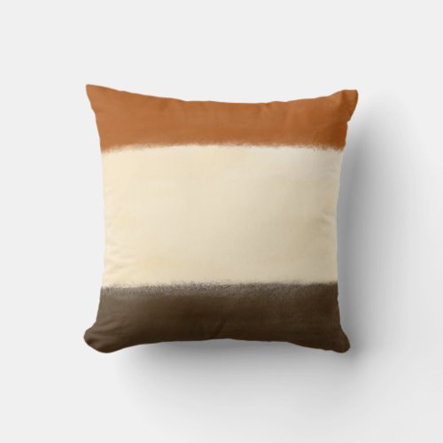 Cream and Brown Color Block Throw Pillow