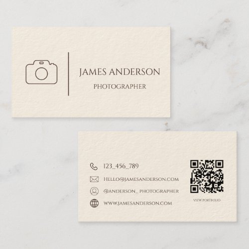 Cream And Brown Elegant Photographer Business Card