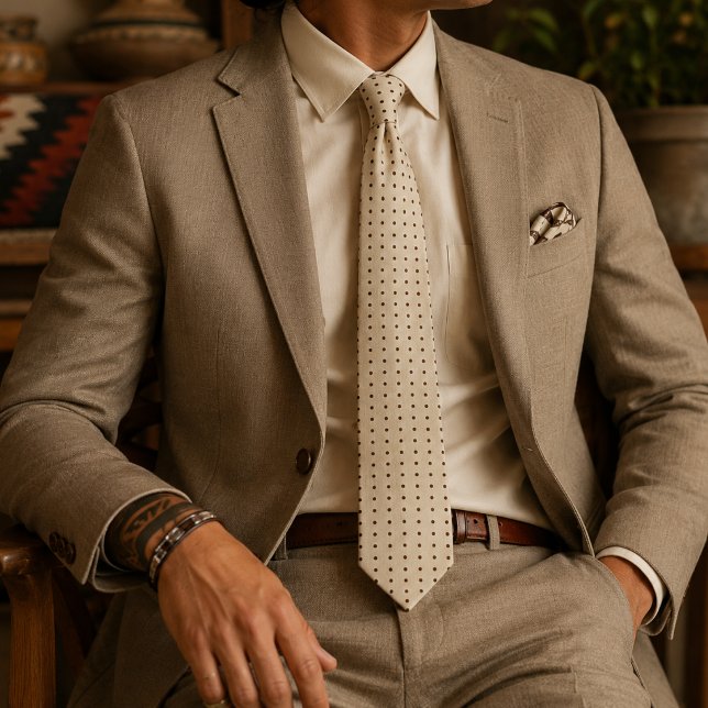 Cream and Brown Micro Polka Dot Neck Tie (Creator Uploaded)