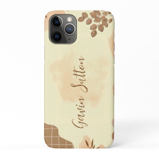Cream and Brown Minimalist iPhone 11 Pro Case